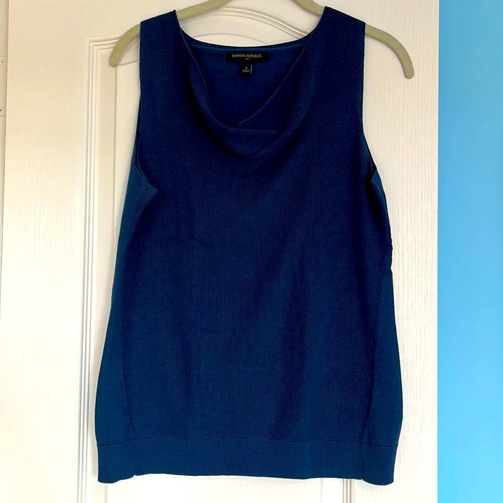 Blue sleeveless sweater
